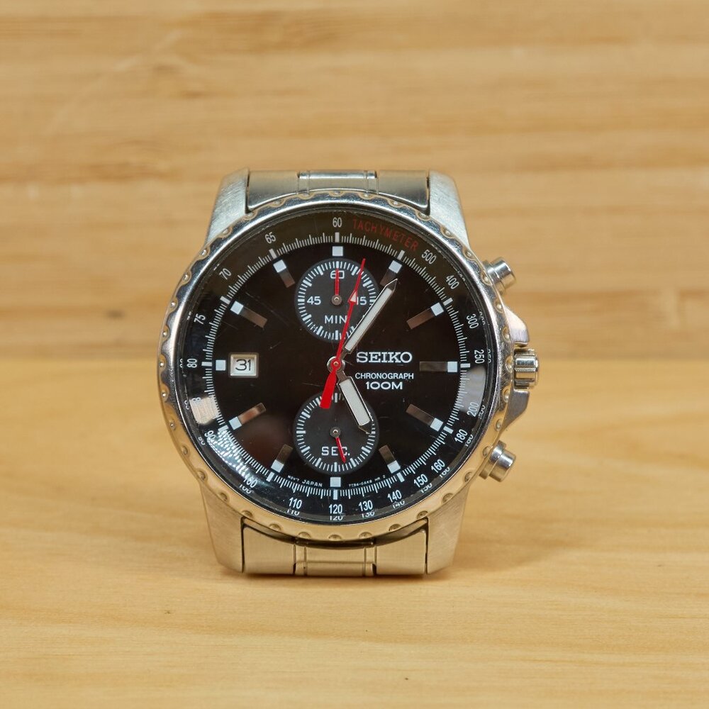 Vintage Seiko 7T94-0AH0 Chronograph Quartz Mens Watch